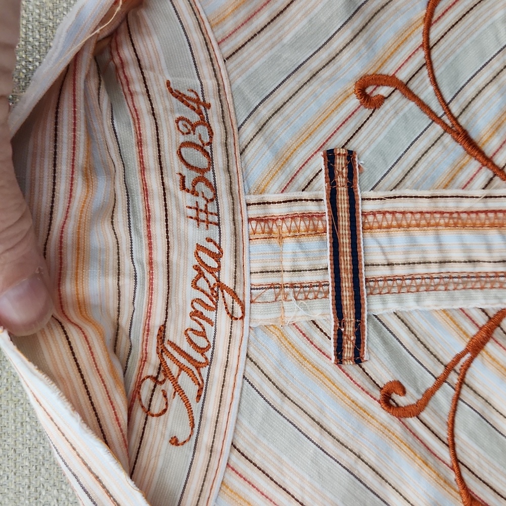 Johnny Was Striped Embroidered Button Down Shirt - Picture 6 of 16